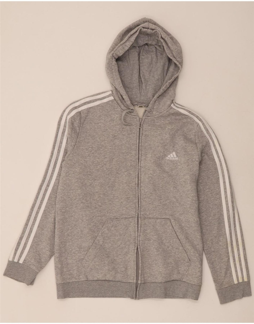 Adidas Herren-Kapuzenpullover mit Reißverschluss, mittelgrau meliert