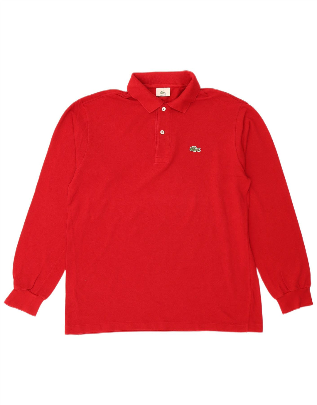 Lacoste Herren-Langarm-Poloshirt, Größe 4, mittelrote Baumwolle