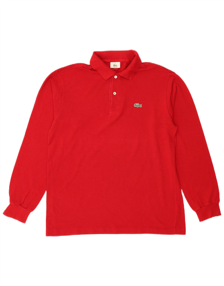 Lacoste Herren-Langarm-Poloshirt, Größe 4, mittelrote Baumwolle