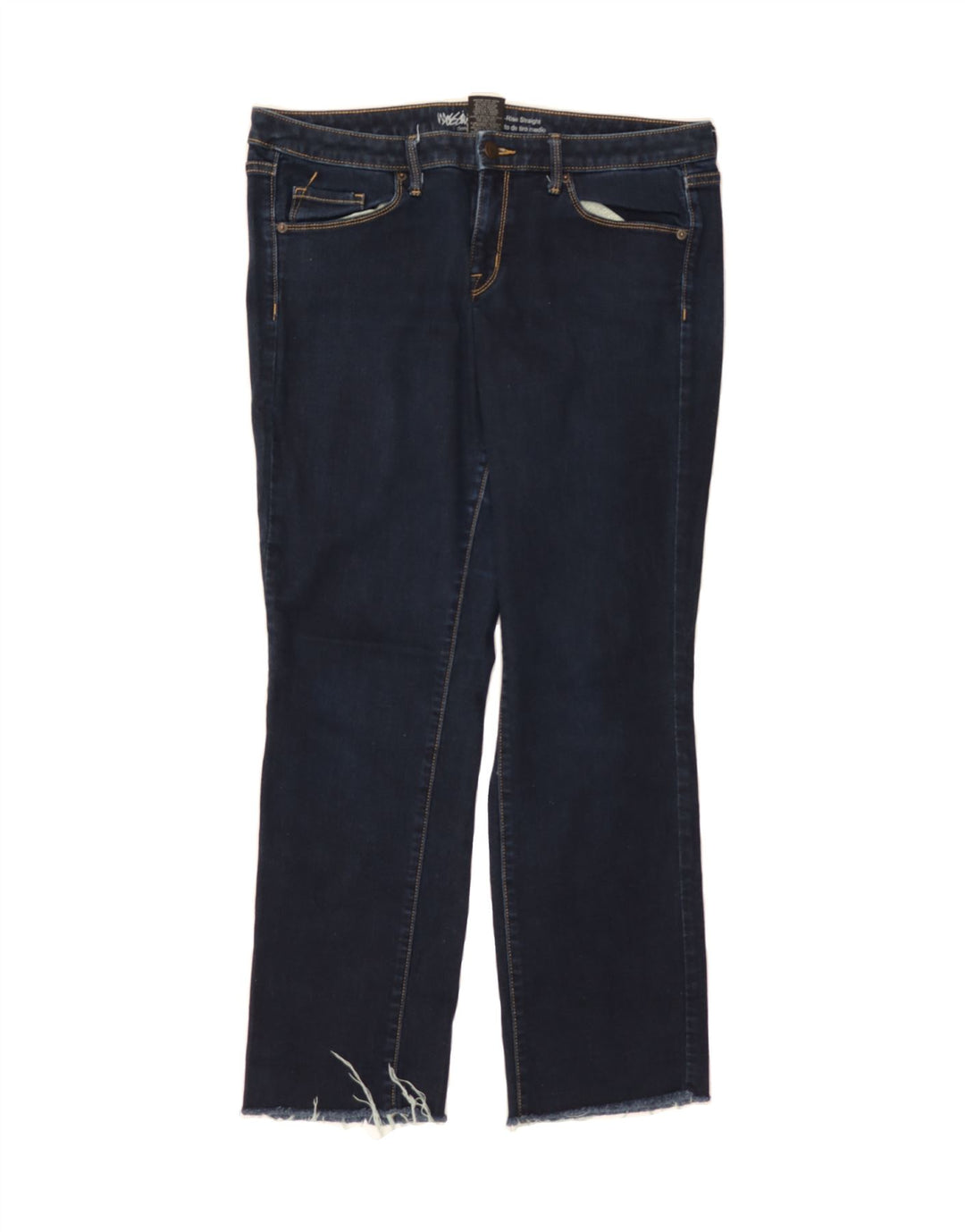 MOSSIMO Womens Mid Rise Straight Jeans US 12 Large W34 L28 Navy Blue Vintage Mossimo and Second-Hand Mossimo from Messina Hembry 
