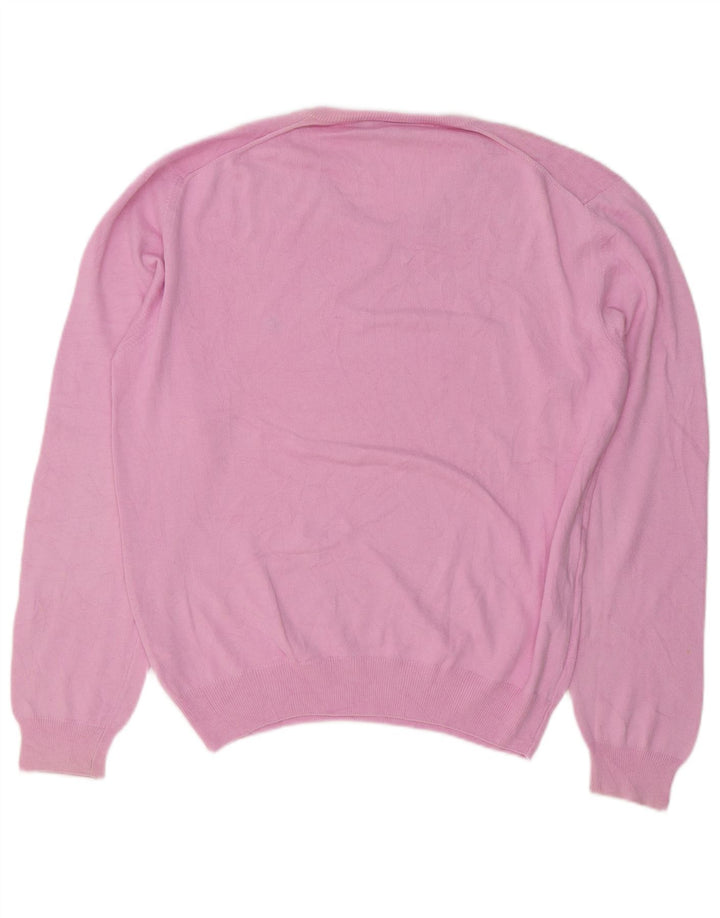 Brooksfield Herren-Pullover mit V-Ausschnitt IT 48 Mittelrosa Baumwolle