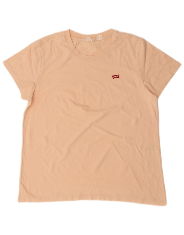 Levi's Damen T-Shirt Top UK 16 Large Beige Baumwolle