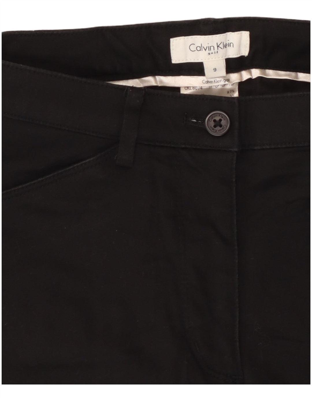 CALVIN KLEIN Damen Slim Cargohose US 9 Medium W28 L26 Schwarze Baumwolle
