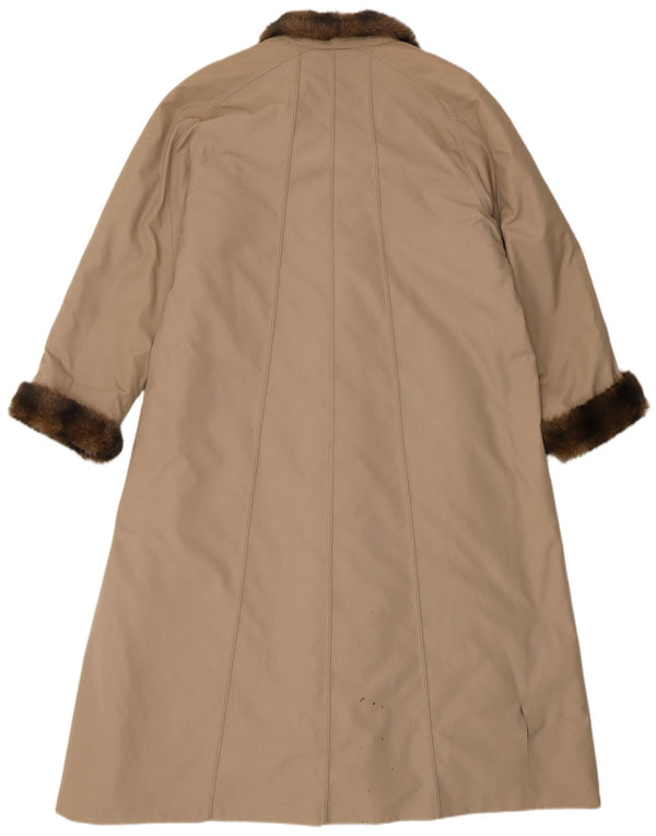 VINTAGE Damen Übergroßer Kunstpelzmantel EU 40 Mittelbeiges Polyester