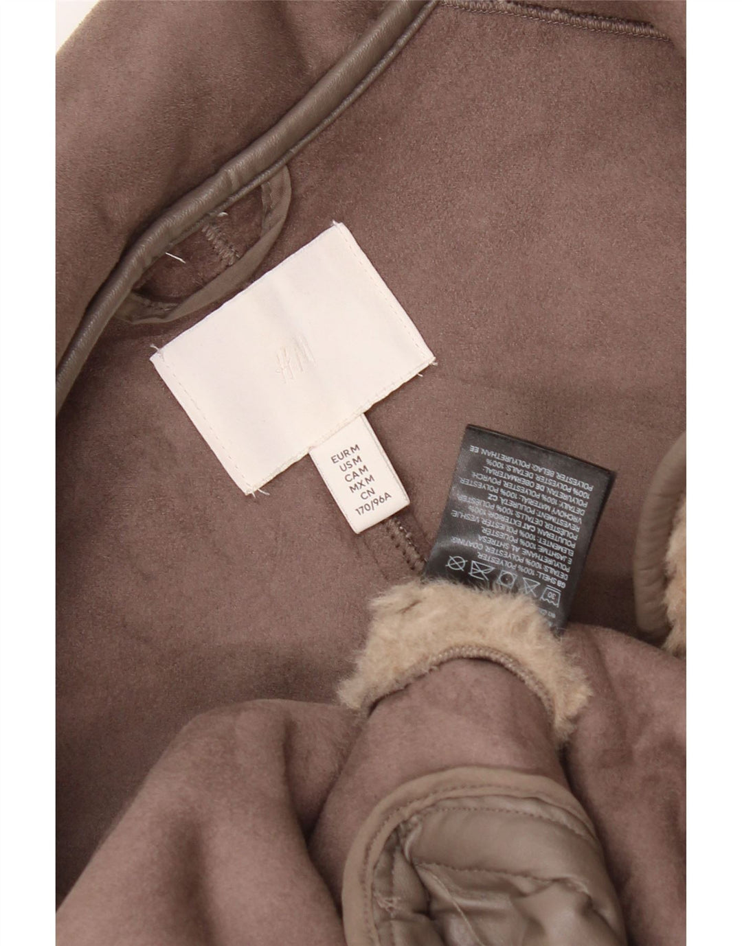 H&M Damen Teddybär-Übergröße, flauschiger Mantel, UK 14, Mittelbraun, Polyester