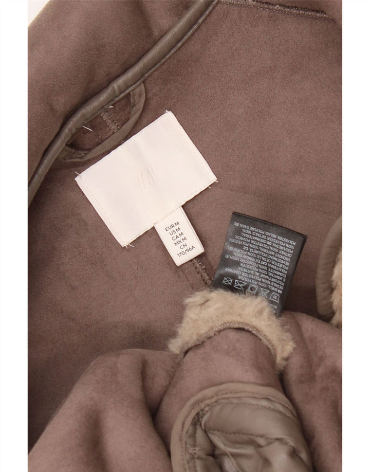 H&M Damen Teddybär-Übergröße, flauschiger Mantel, UK 14, Mittelbraun, Polyester