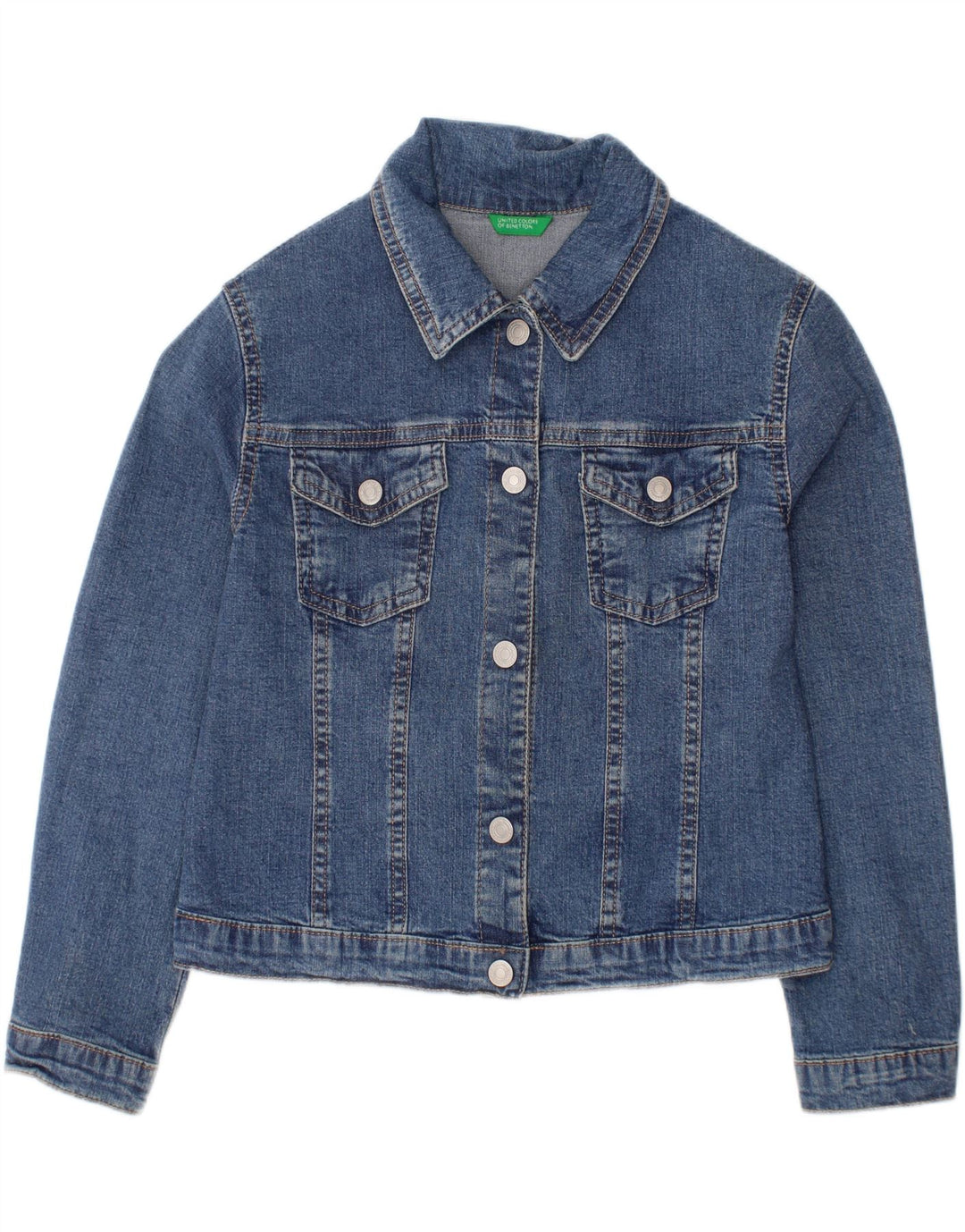 BENETTON Jeansjacke für Jungen, 5–6 Jahre, Größe S, blaue Baumwolle