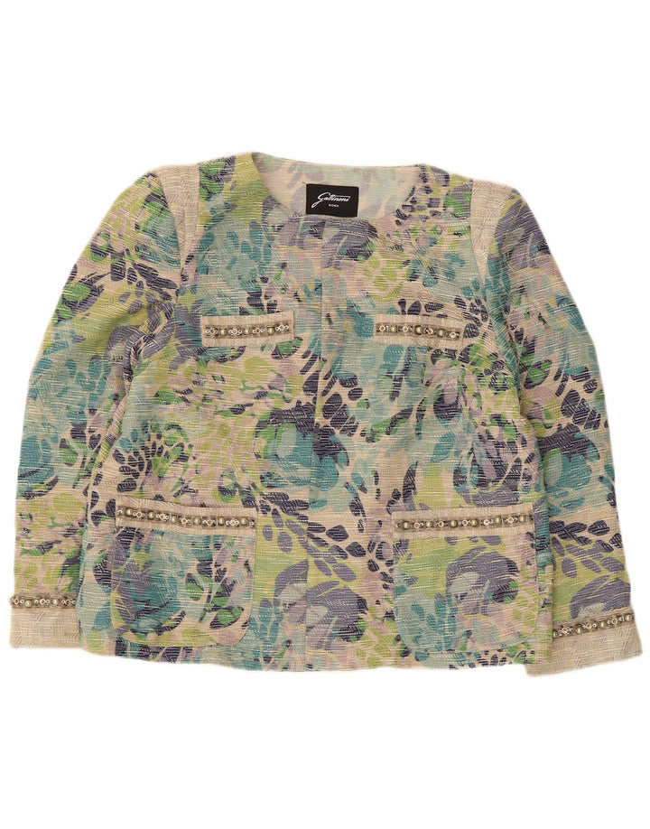 Gattinoni Damen offene Blazerjacke UK 18 XL Mehrfarbig geblümt