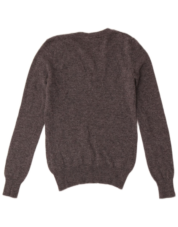 Gant Damen-Pullover mit V-Ausschnitt, Gr. 4, XS, grau gefleckte Lammwolle