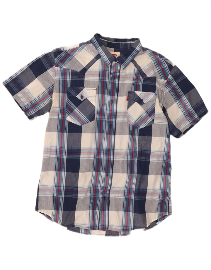 Levi's Herren-Kurzarmhemd, groß, marineblau, kariert, Baumwolle