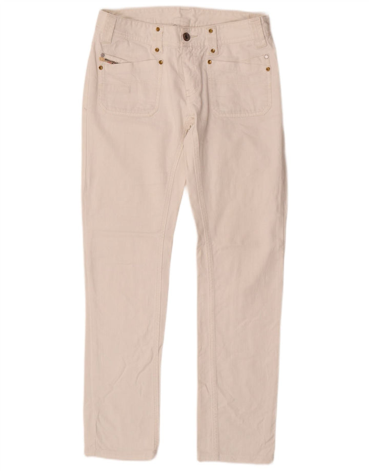 DIESEL Damen Straight Jeans W27 L29 Weiße Baumwolle