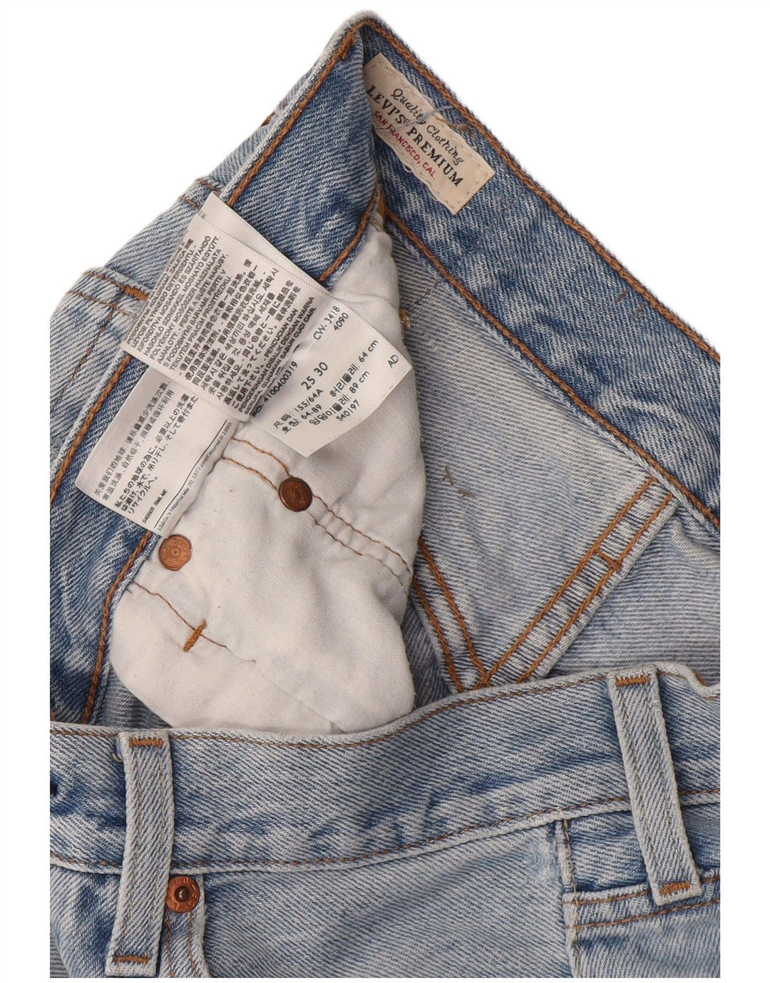 Levi's Damen 501 Straight Jeans W25 L30 Blaue Baumwolle