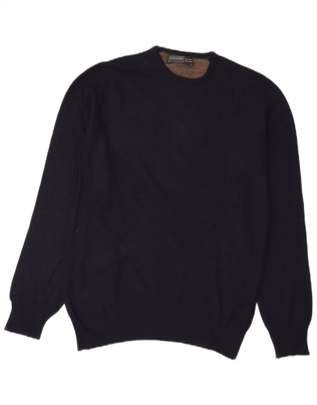 Zara Herren-Pullover mit Rundhalsausschnitt, Größe L, Marineblau