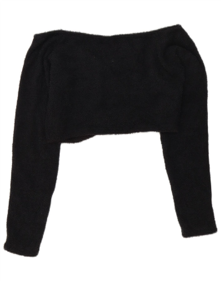 Adidas Damen Crop Fleece Off Shoulder Top UK 12 Medium Schwarz Polyester