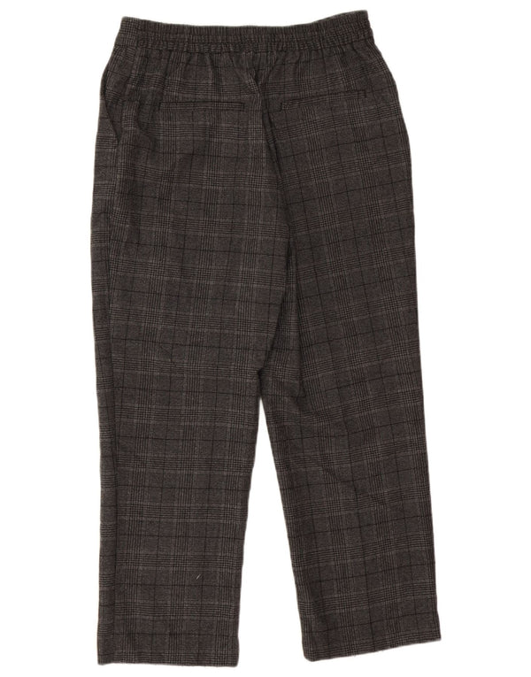 ZARA Damen Tapered Cropped-Hose, Größe S, W26, L24, Grau mit Hahnentrittmuster