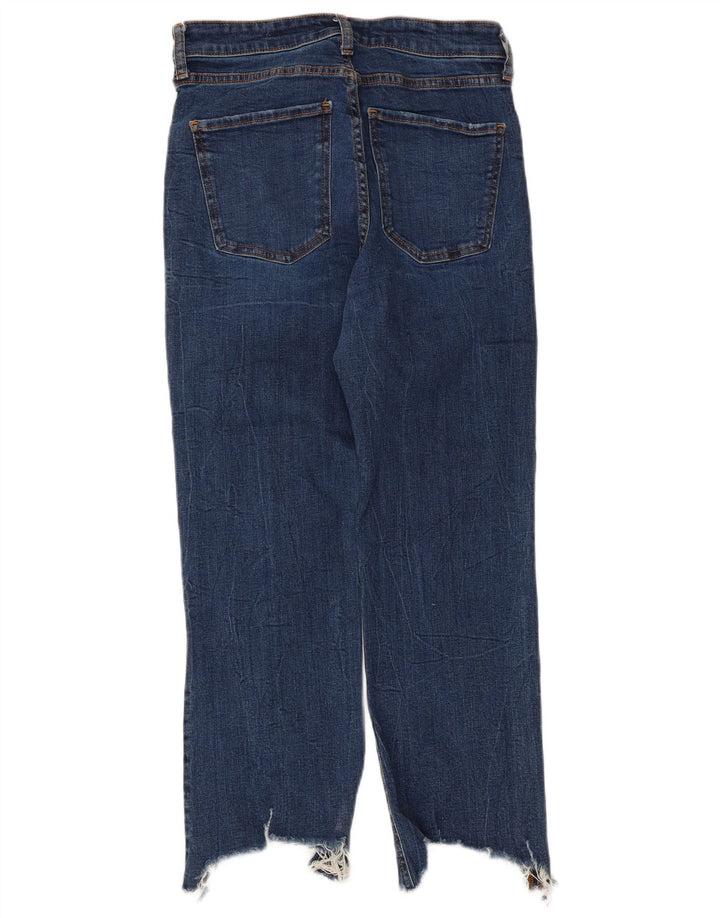 Zara Damen Crop Flared Jeans EU 40 Medium W30 L24 Marineblau