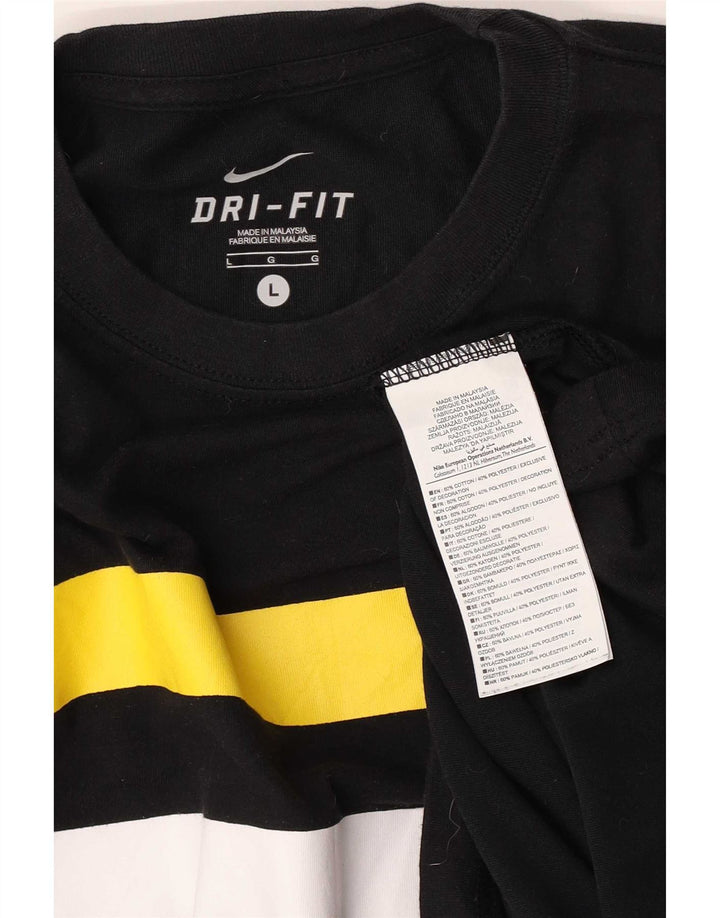 Nike Herren Dri Fit T-Shirt-Oberteil, großes, schwarzes Farbblock-Polyester