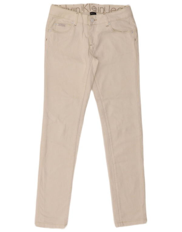 Calvin Klein Damen Skinny Jeans W26 L30 Weiße Baumwolle