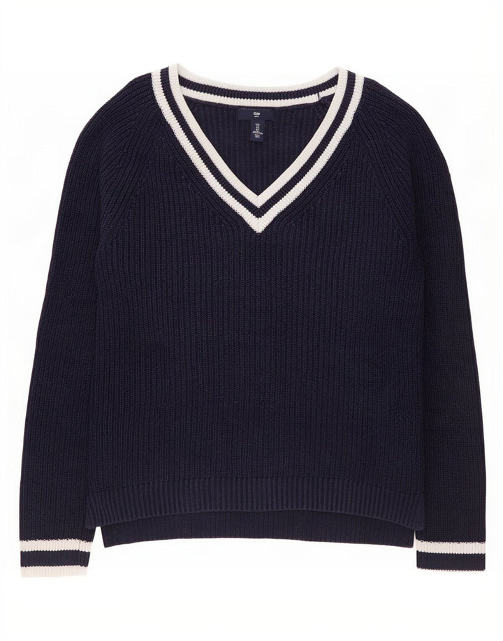 Gap Damen-Pullover mit V-Ausschnitt, Größe S, Marineblau