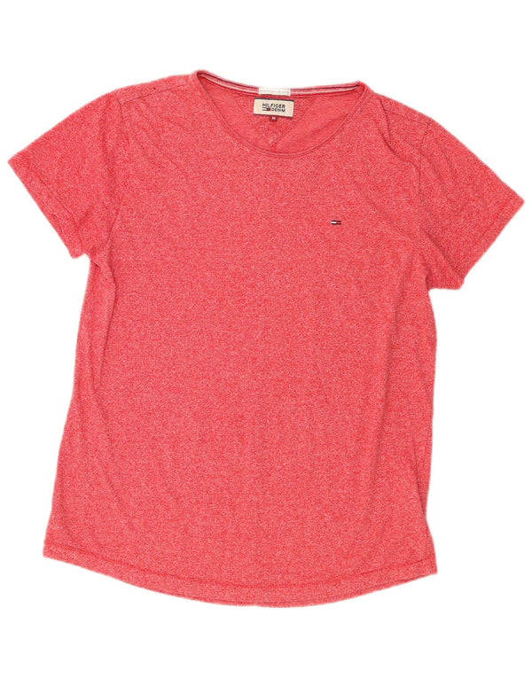Tommy Hilfiger Damen T-Shirt Top UK 14 Mittelrosa meliertes Polyester