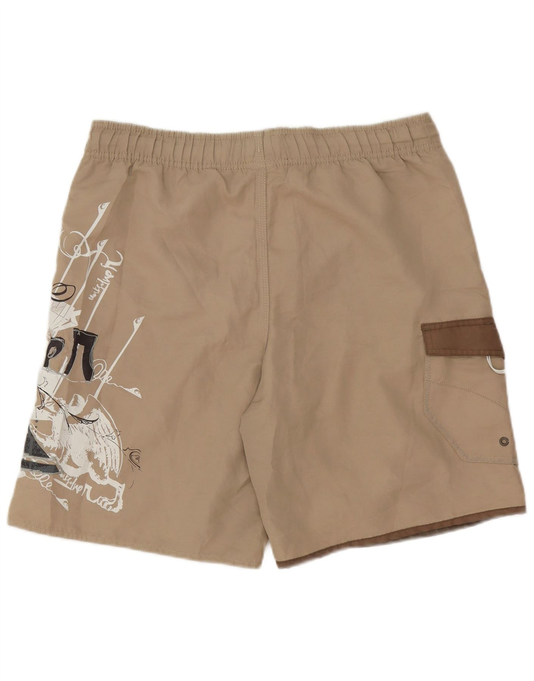 Quiksilver Herren-Badeshorts mit Grafik, Größe S, Beige, Polyester