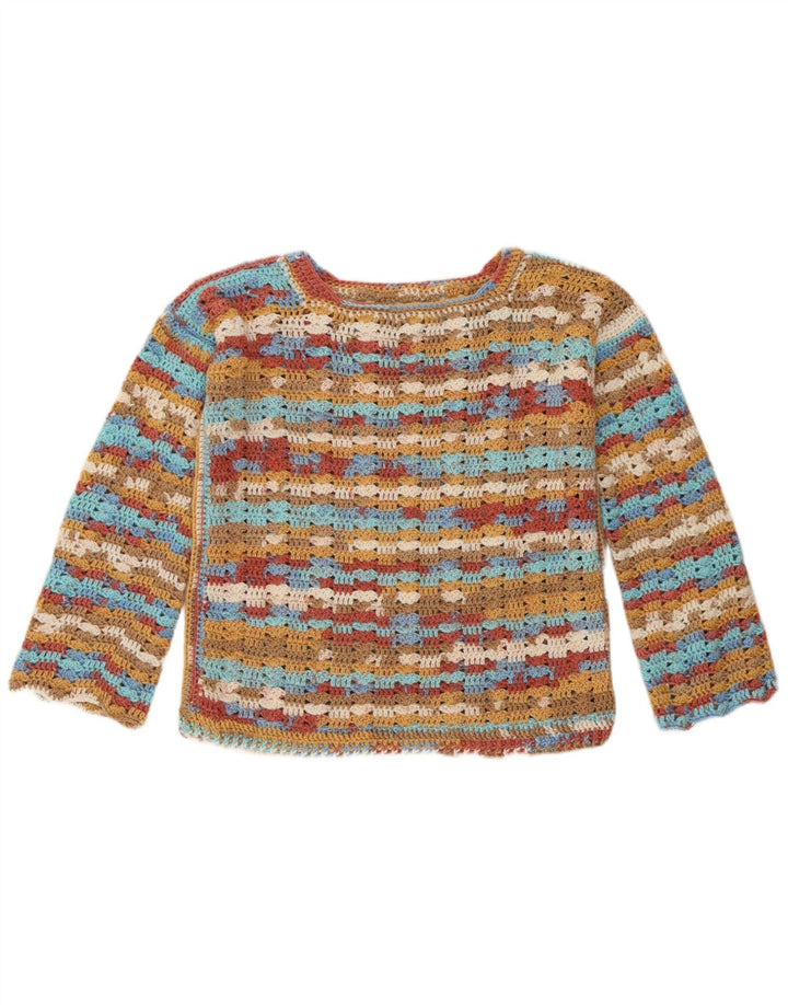 Vintage Damen Pullover mit U-Boot-Ausschnitt, UK 14, mittelmehrfarbig gestreift