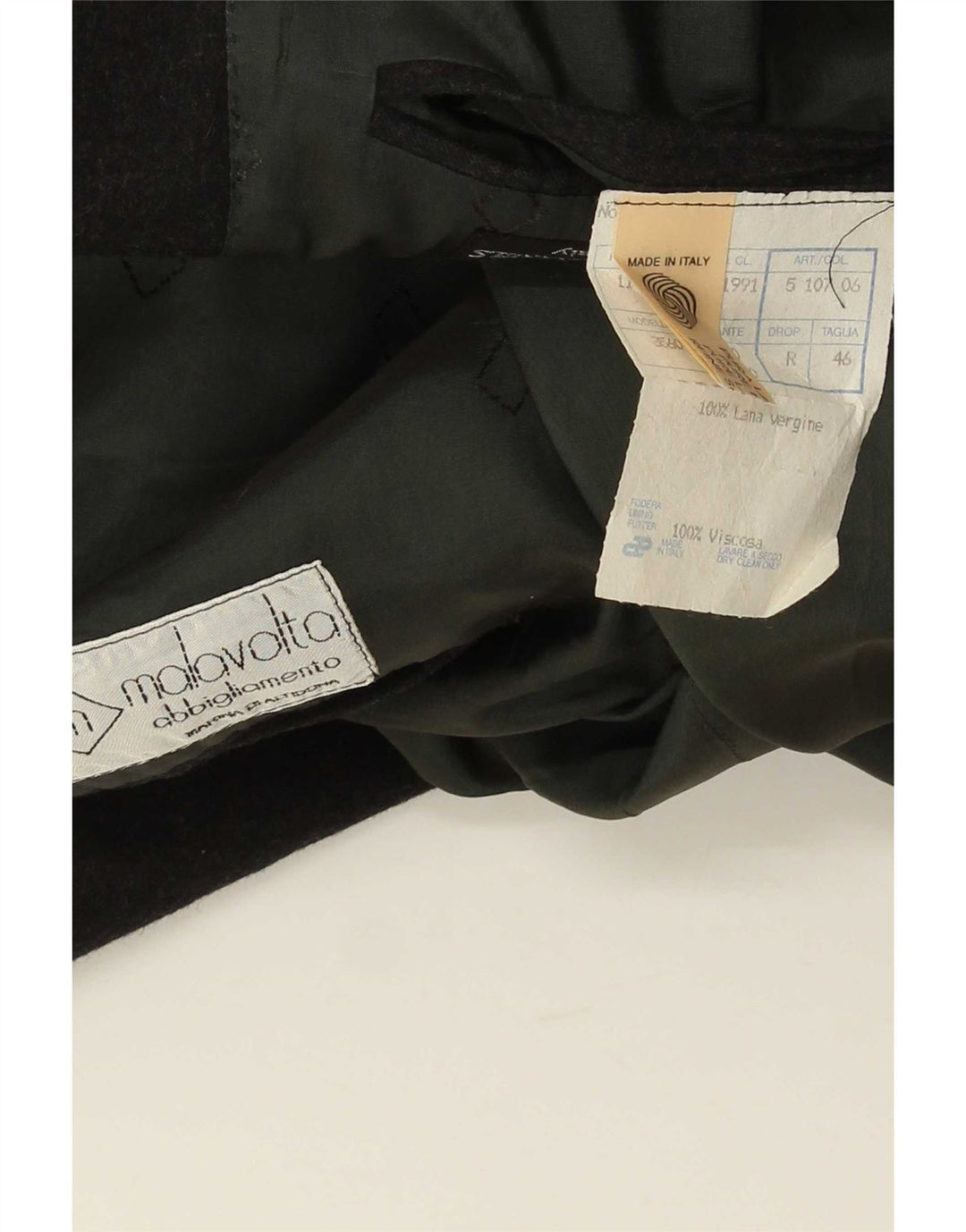 Vintage Herren Zweireiher Blazer Jacke IT 46 Kleine schwarze Wolle