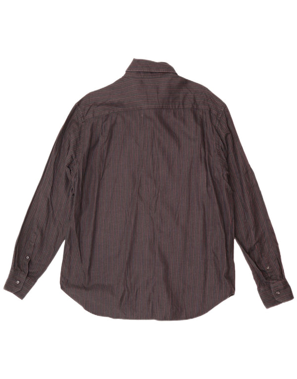 Trussardi Herrenhemd Größe 44 17 1/2 XL Marineblau gestreift klassisch
