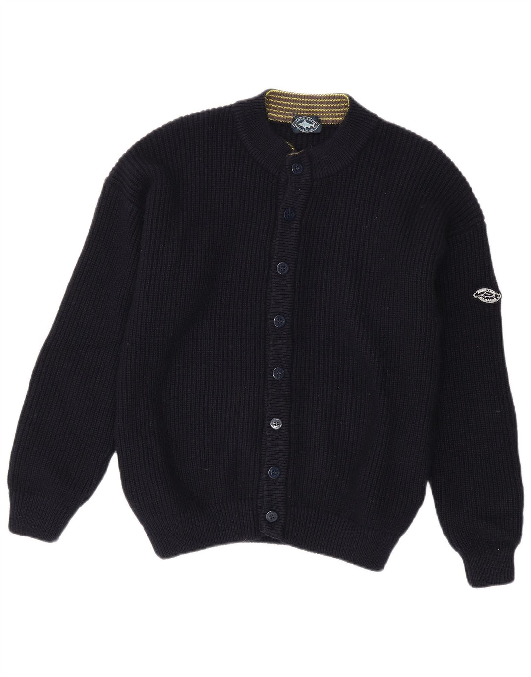 Good Luck Herren-Strickjacke aus mittelblauer Wolle in Marineblau