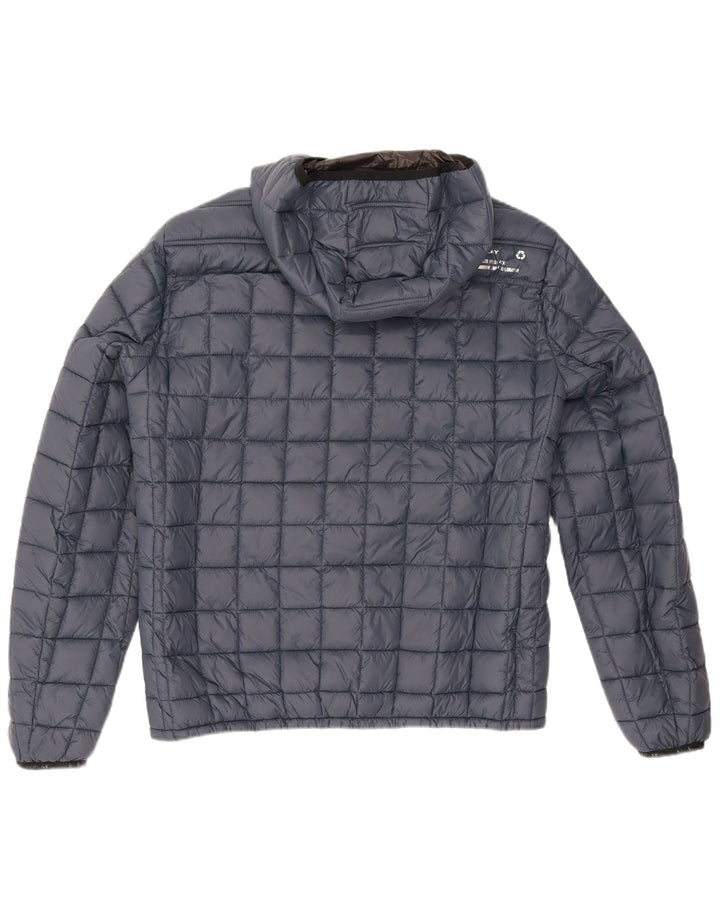 Replay Wattierte Damenjacke mit Kapuze, UK 16, Größe L, Marineblau, Polyamid
