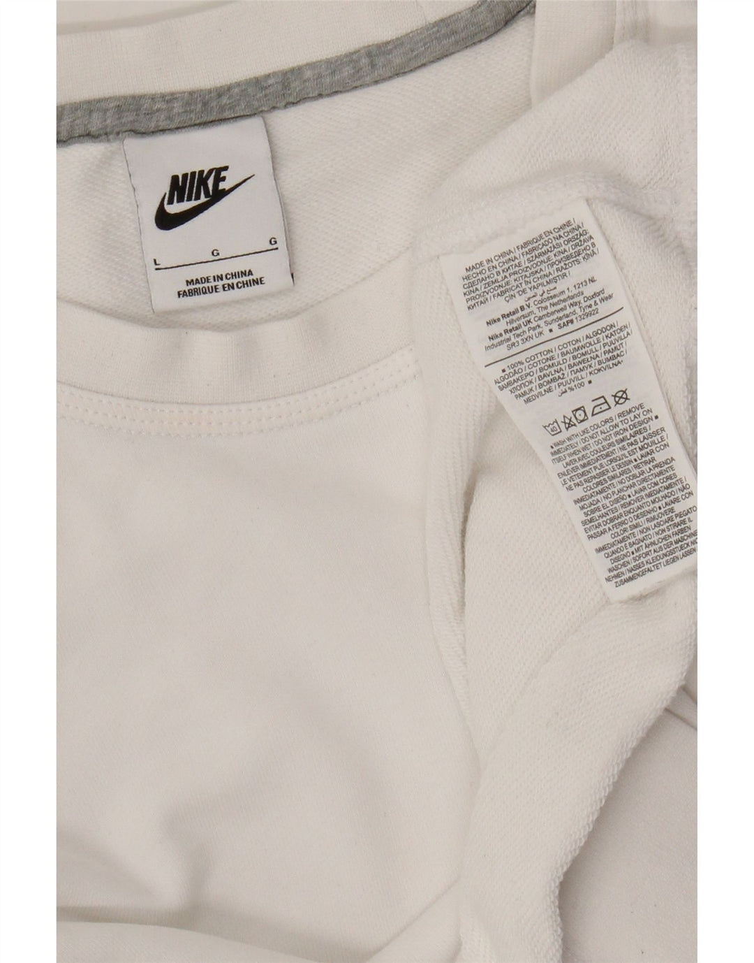 Nike Damen Sweatshirt Pullover UK 16 Large Weiße Baumwolle