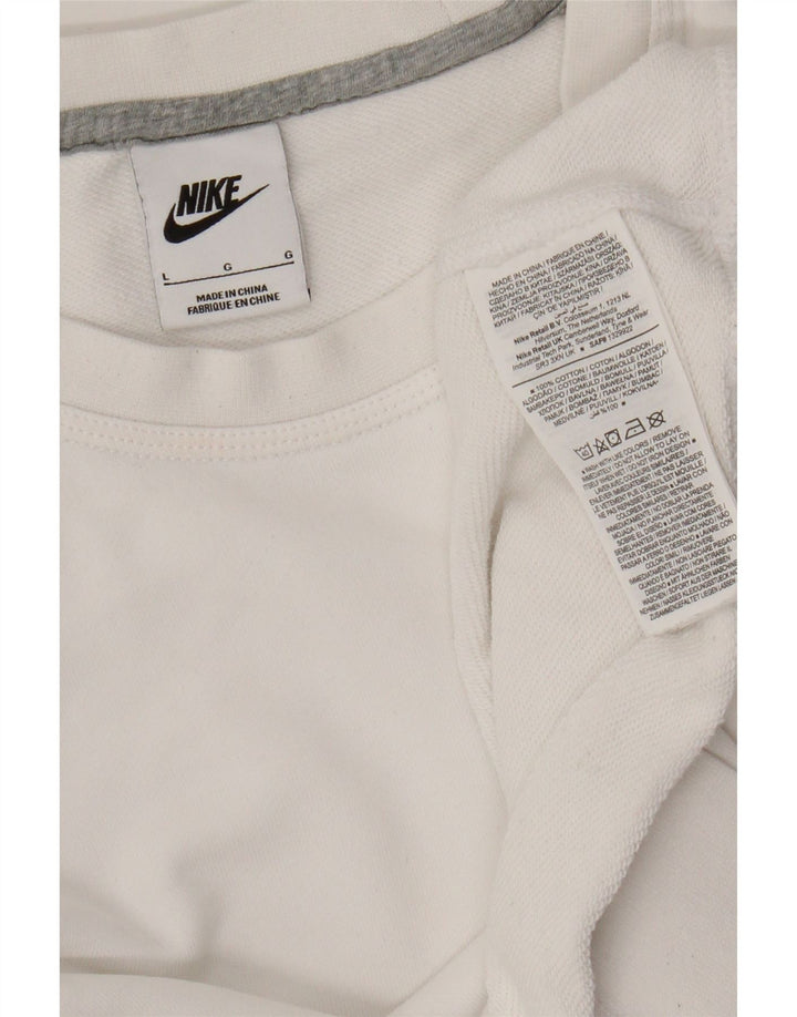 Nike Damen Sweatshirt Pullover UK 16 Large Weiße Baumwolle