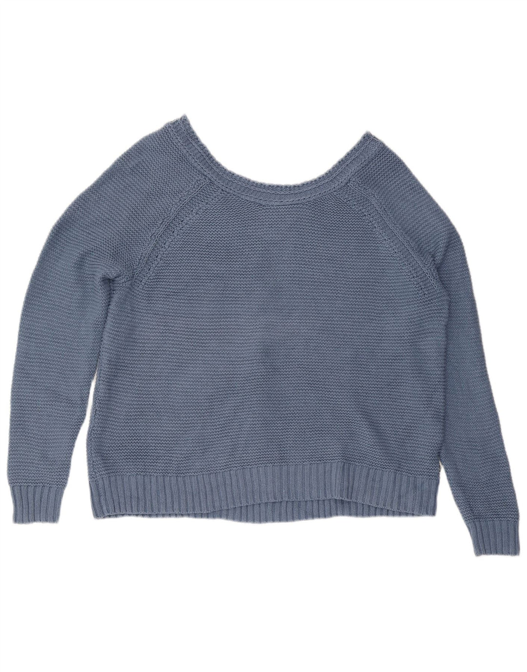 Roxy Womens Crop Oversized V-Ausschnitt Pullover Pullover UK 16 Large Blaue Baumwolle