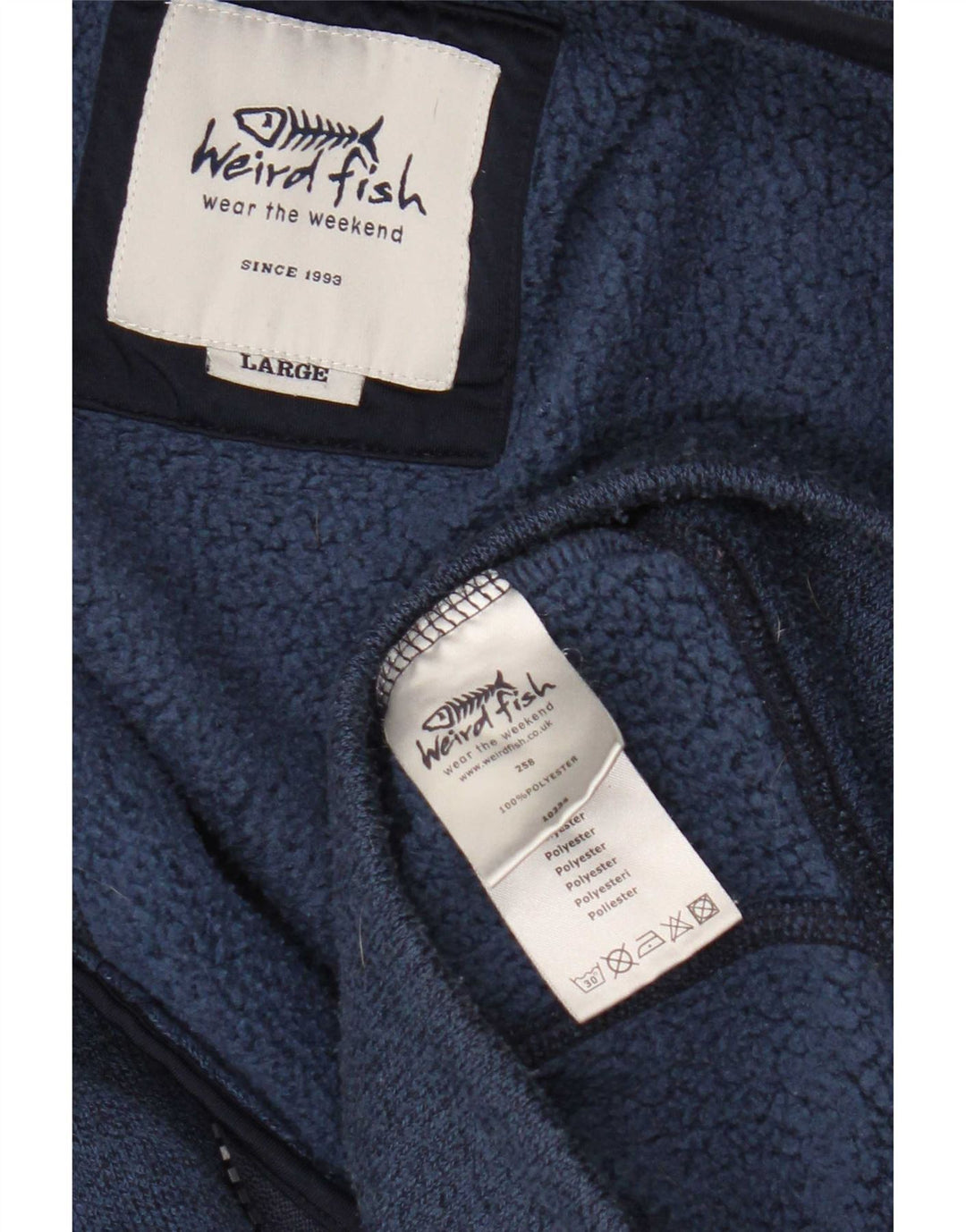 Weird Fish Herren-Trainingsanzug-Oberteil, große Jacke aus blau meliertem Polyester