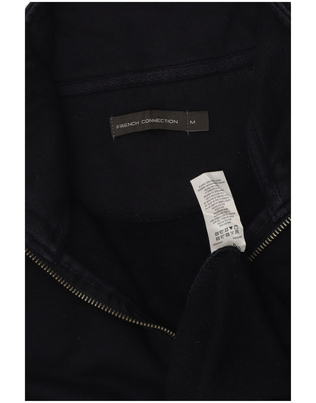 FRENCH CONNECTION Herren-Sweatshirt mit Reißverschluss am Hals, mittlere marineblaue Baumwolle