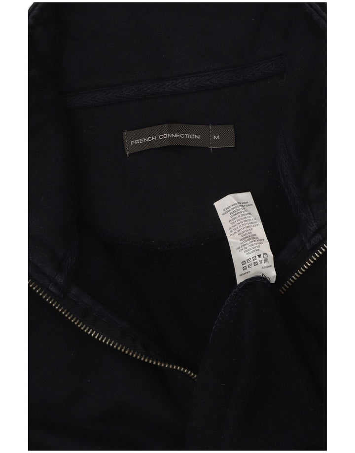 FRENCH CONNECTION Herren-Sweatshirt mit Reißverschluss am Hals, mittlere marineblaue Baumwolle