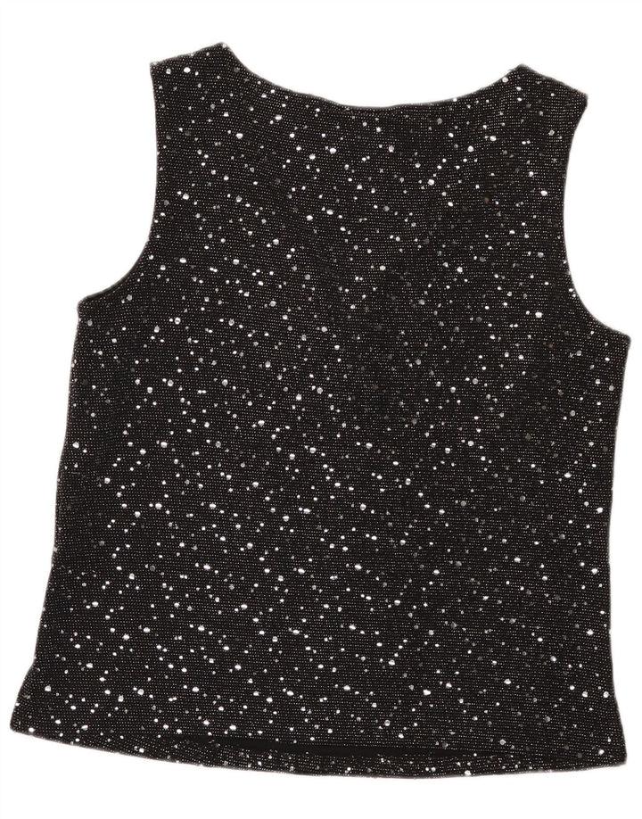 Wallis Ärmelloses Damen-Blusenoberteil, UK-Größe 44, Mittelschwarz geflecktes Nylon