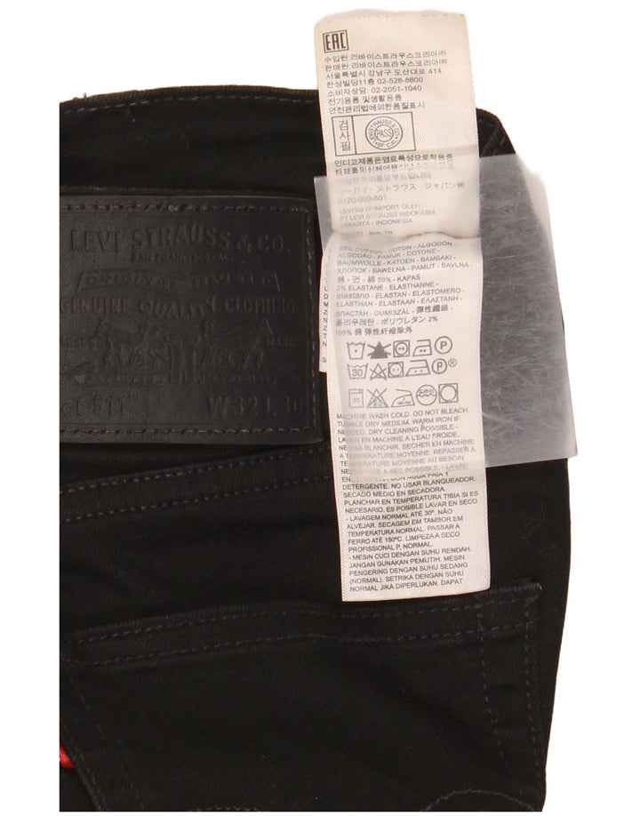 LEVI'S Herren 511 Slim Jeans W32 L30 Schwarze Baumwolle