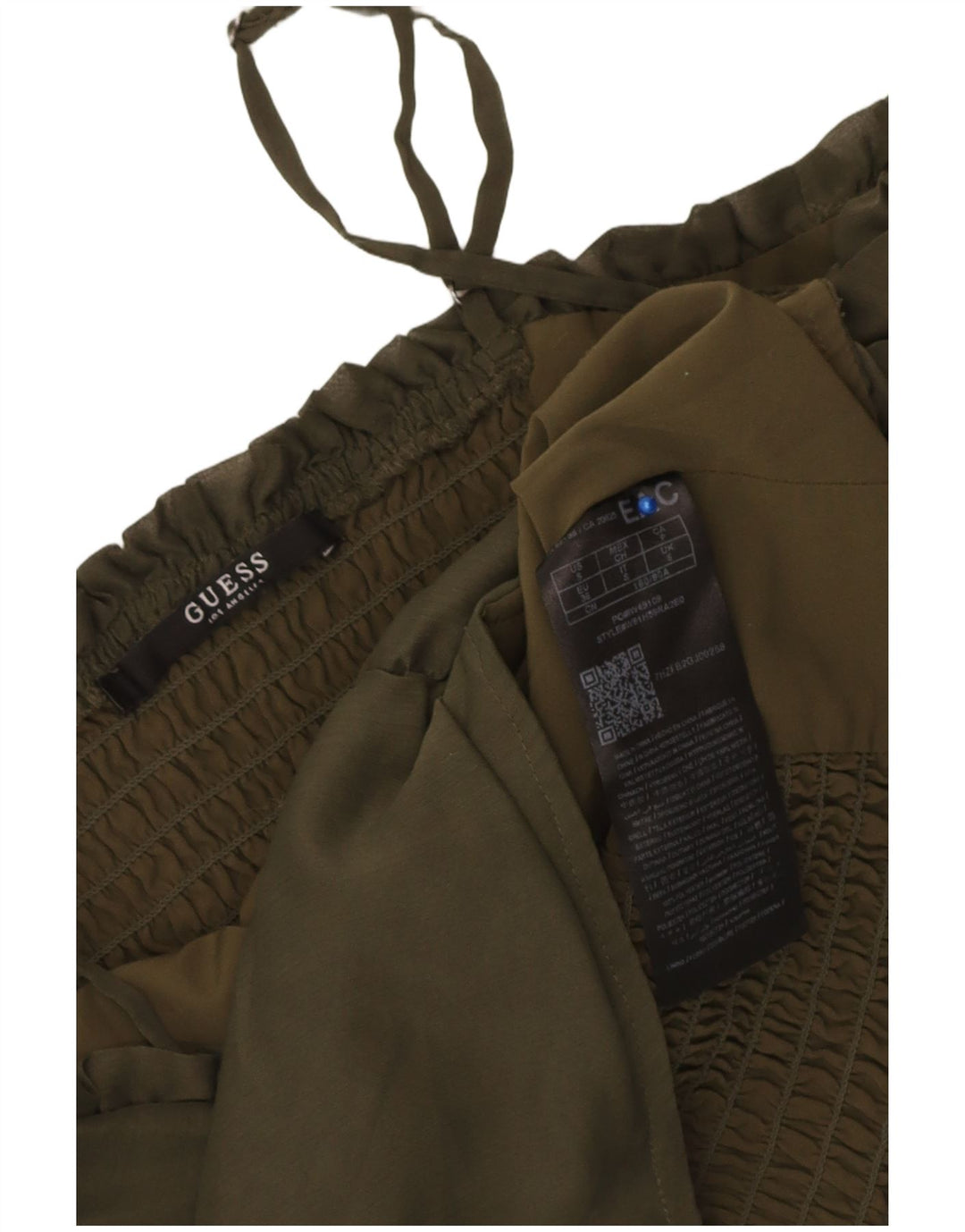 Guess Damen Crop Off Shoulder Top UK 6 XS Khaki Polyester