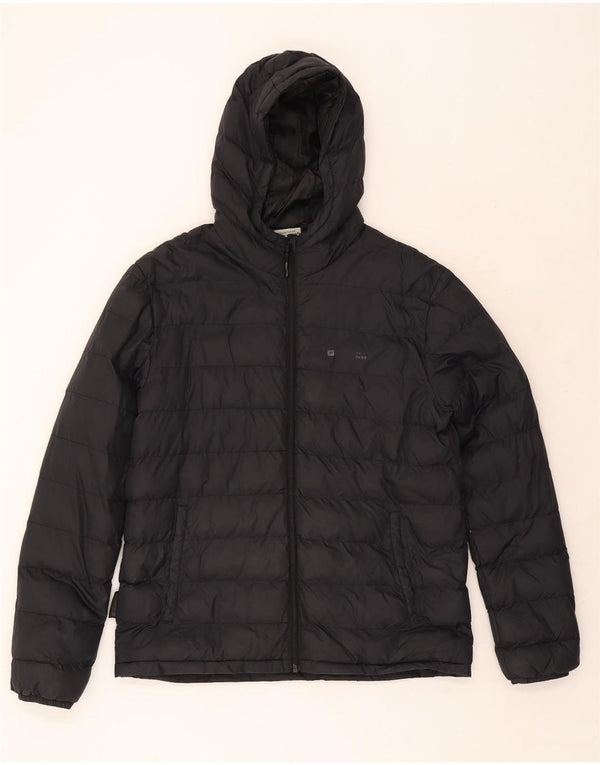Mountain Warehouse Wattierte Herrenjacke mit Kapuze, UK 40, Größe L, aus schwarzem Nylon