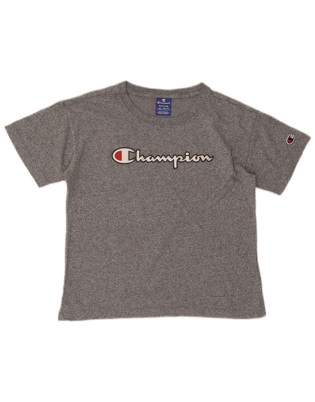 Champion Damen Grafik-T-Shirt-Oberteil UK 12 Mittelgrau
