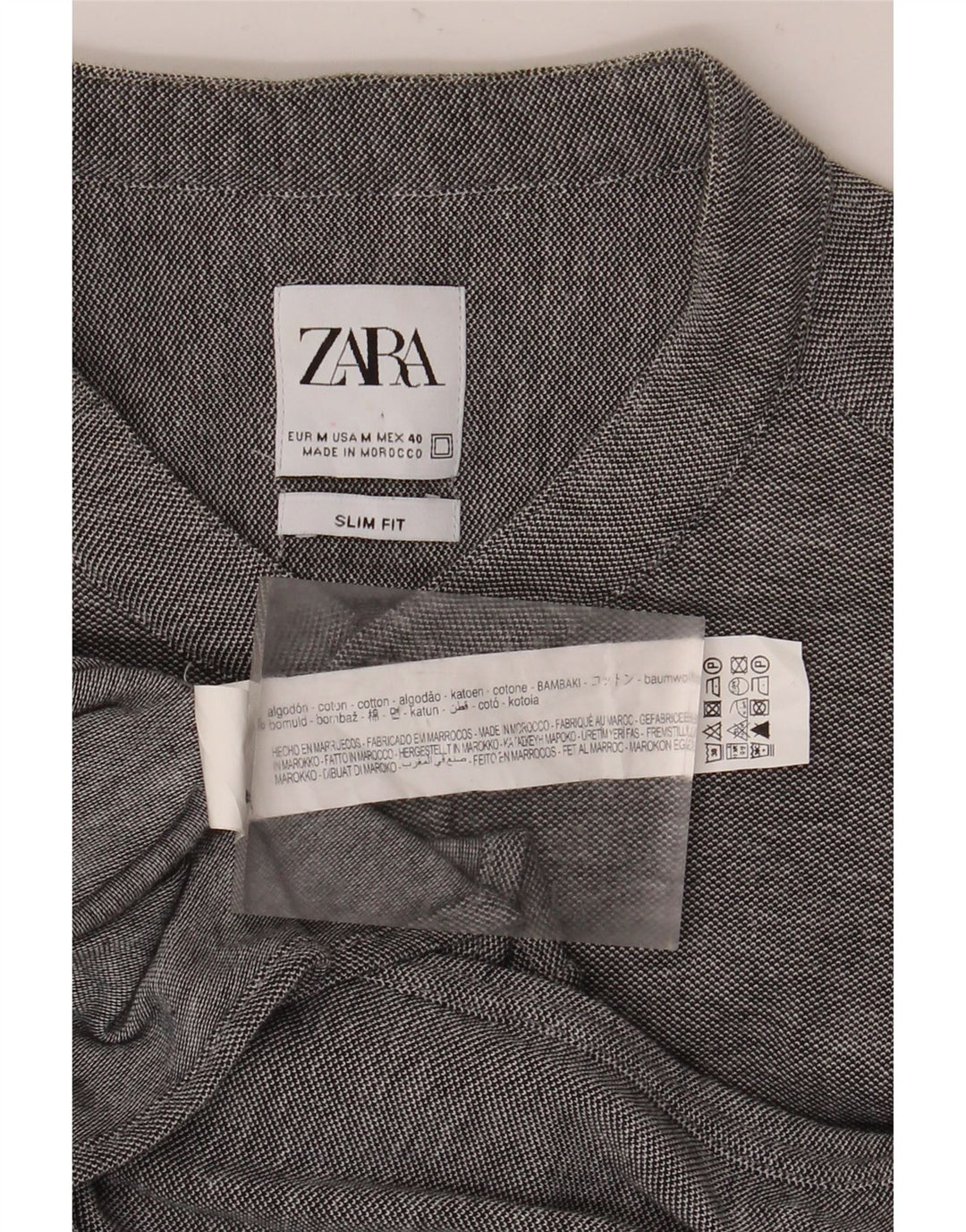 Zara Herren-Slim-Fit-Hemd aus mittelgrauer Baumwolle