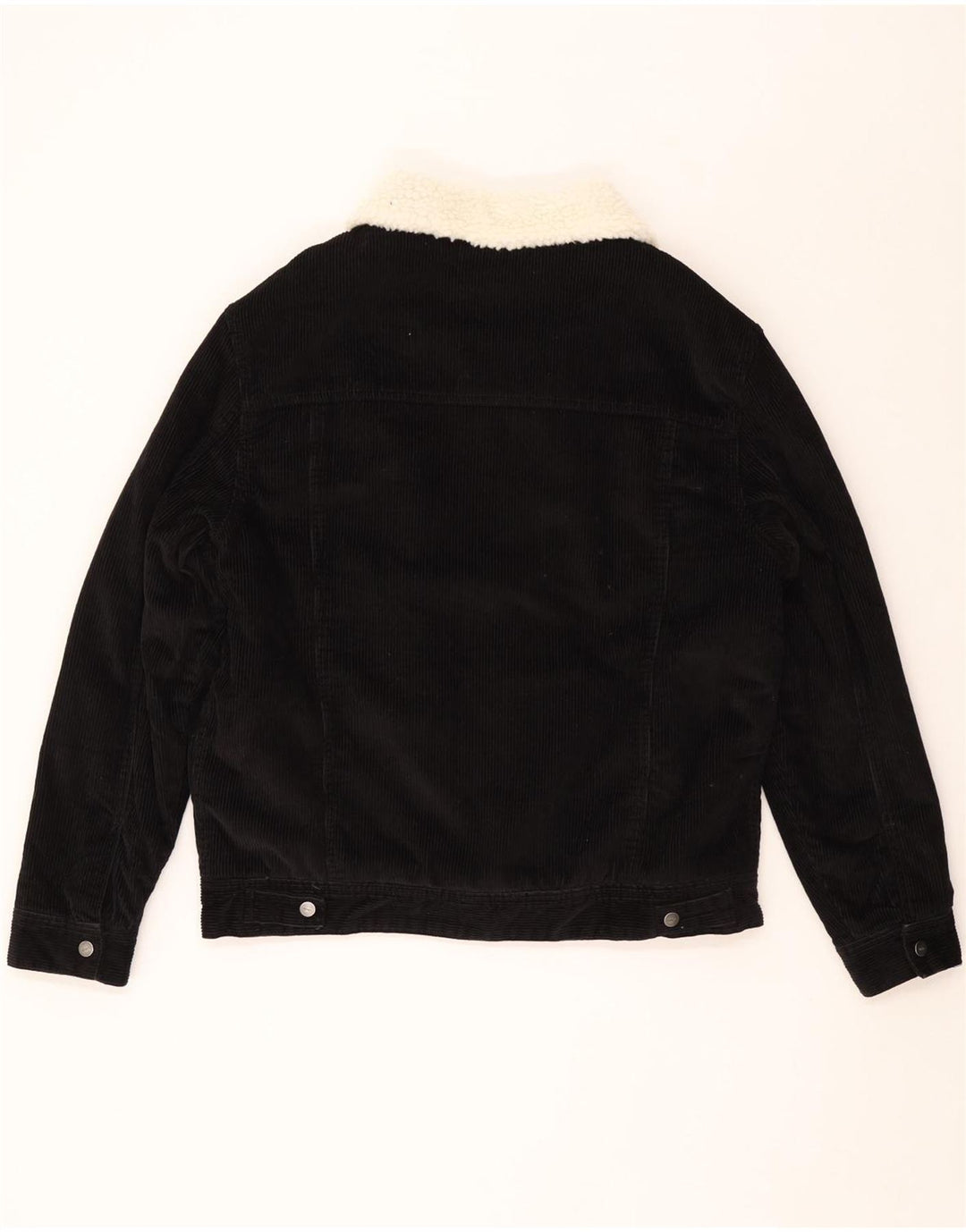 ZARA Herren Sherpa Cordjacke UK 42 XL Schwarz Colourblock Baumwolle