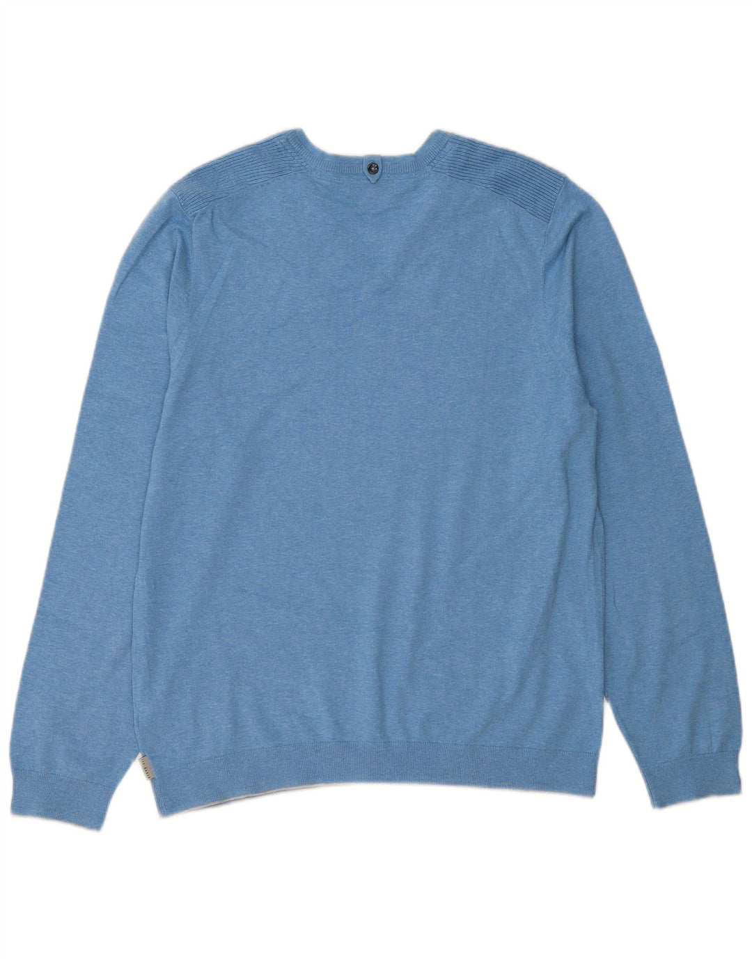 TED BAKER Herren-Pullover mit V-Ausschnitt, Größe 4, groß, blau gefleckte Baumwolle