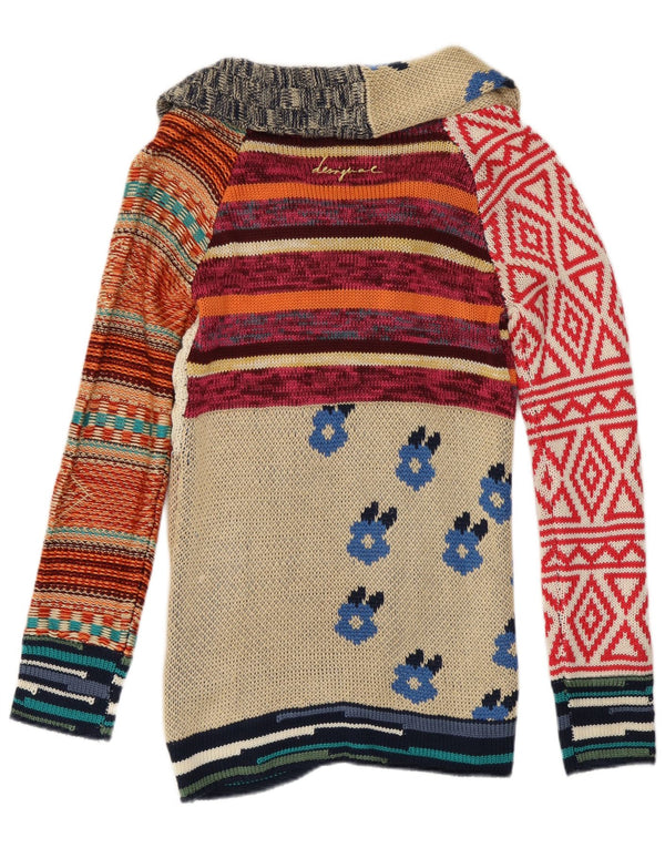 Desigual Damen-Cardigan-Pullover UK 14 Großes mehrfarbiges Patchwork