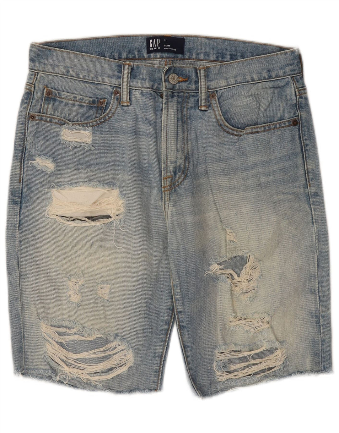 GAP Herren Distressed Slim Denim Shorts W31 Mittelblaue Baumwolle