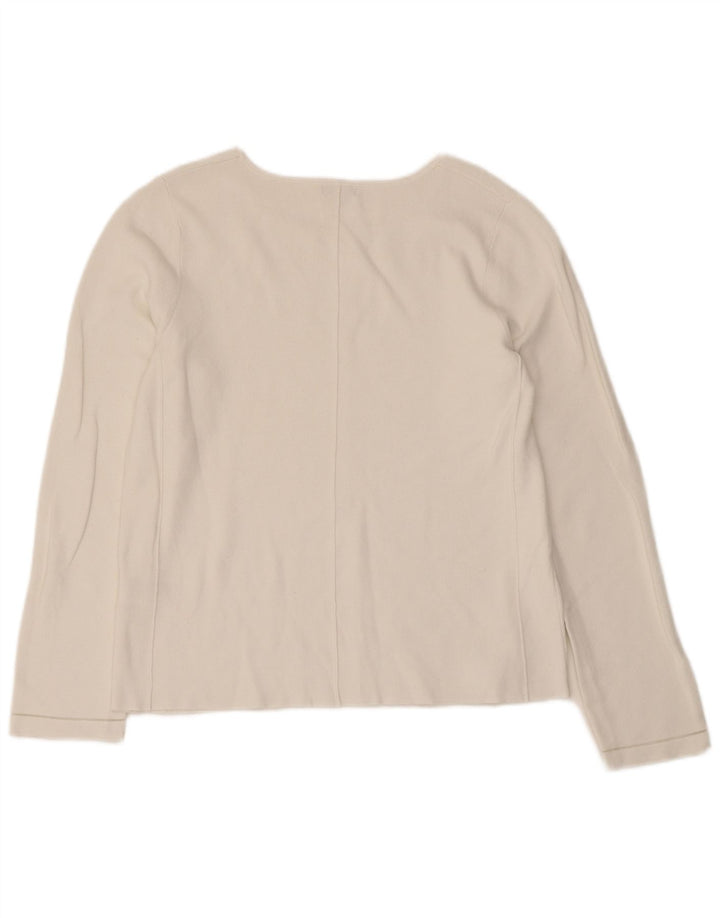 Jigsaw Damen Top Langarm UK 12 Mittelweiße Viskose