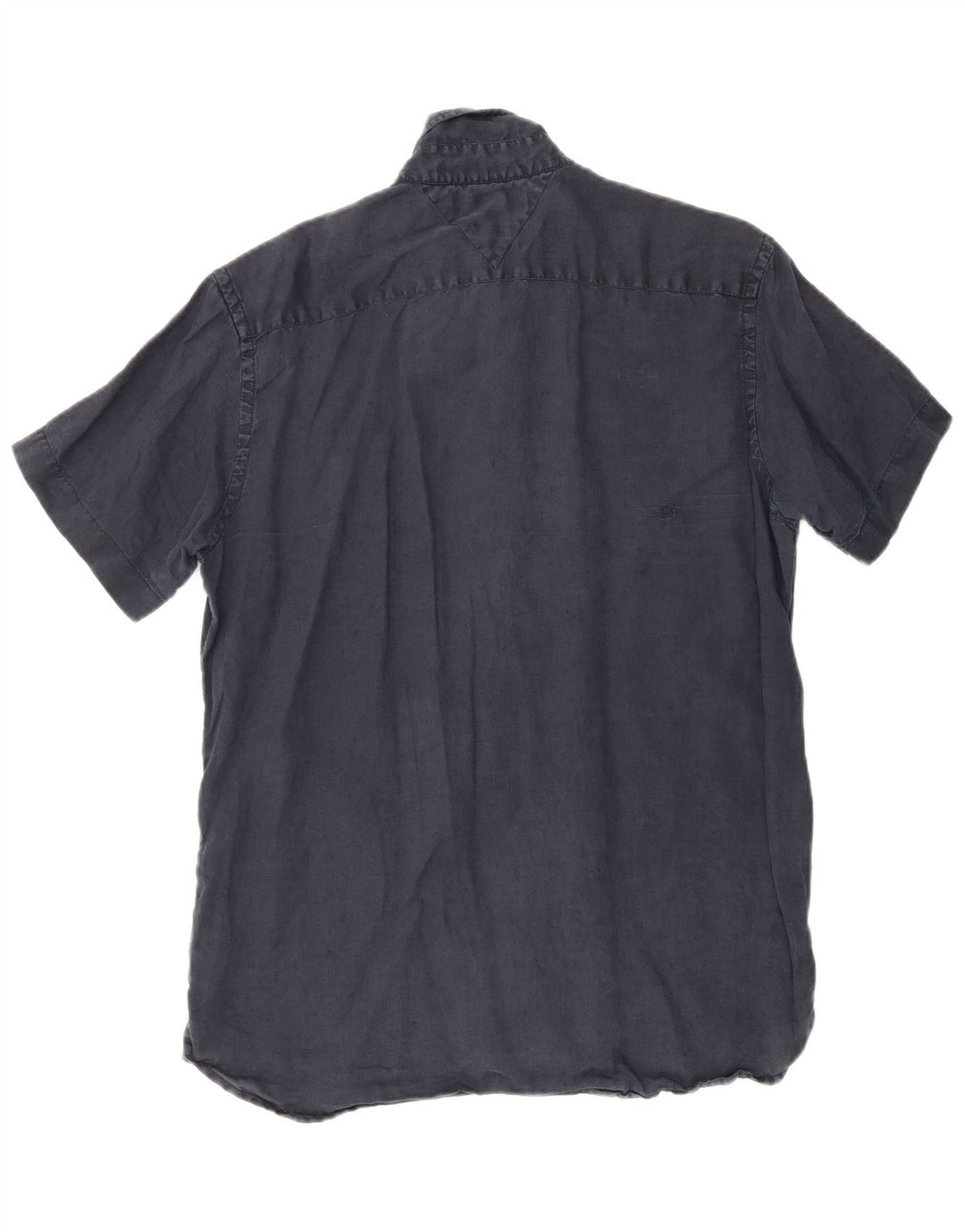 Tommy Hilfiger Herren-Kurzarmhemd, groß, marineblaues Leinen