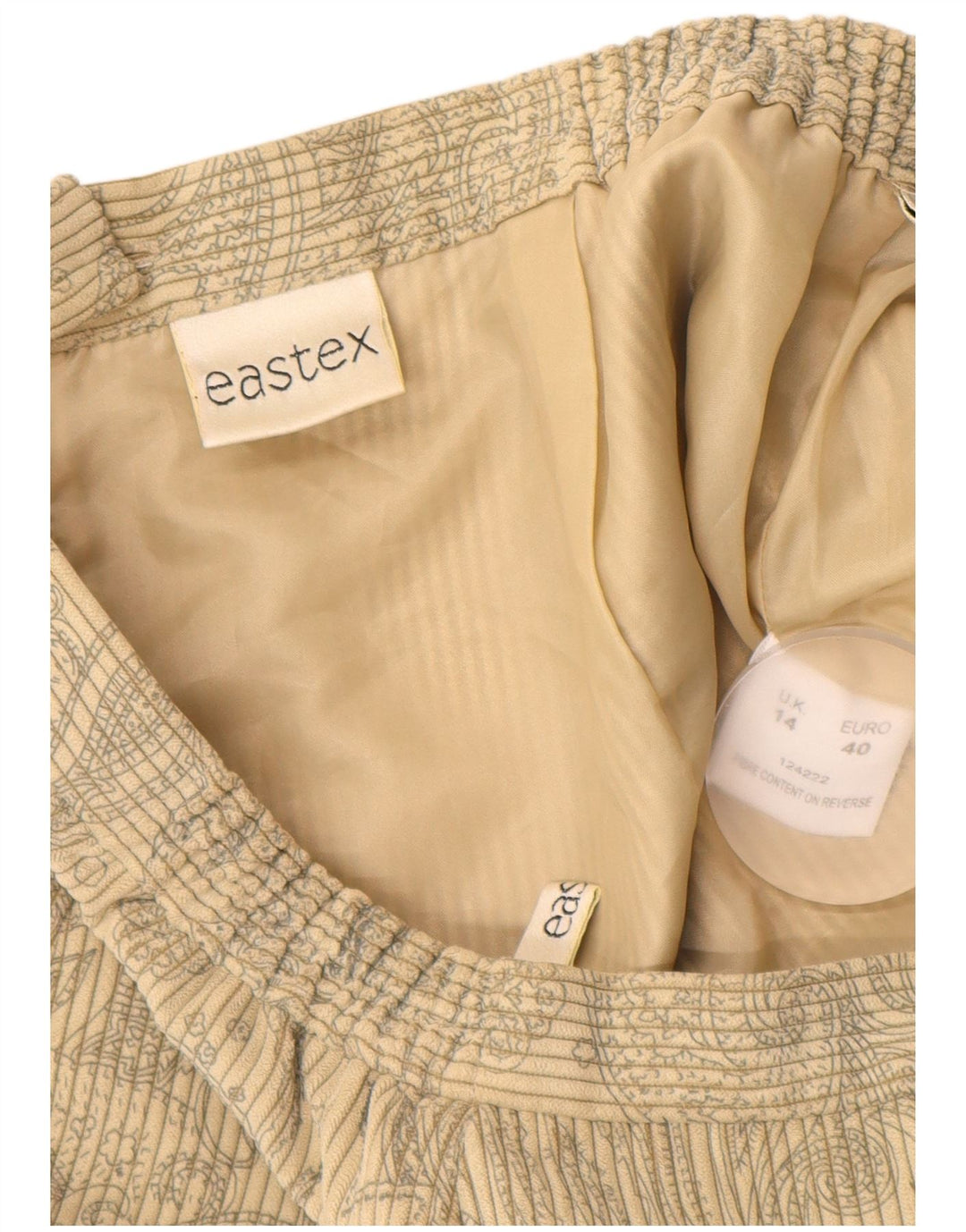 EASTEX Damen Cord-Rock, gerader Rock, UK 14, Mittelbeige, geblümtes Polyester