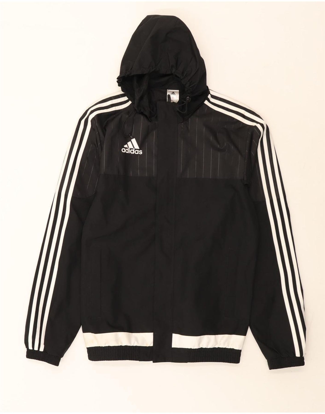 Adidas Herren Kapuzen-Trainingsanzug, Top-Jacke, XS, schwarzes Polyester